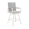Armen Living Crown Outdoor Patio Swivel Bar Stool in White Aluminum with Wood Accent and Light Gray Cushions LCCRSWBAWH30 - alternate 1