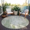 Homeroots 8' Green And Ivory Round Abstract Washable Indoor Outdoor Area Rug 612324 - alternate 7