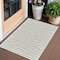 Homeroots 3' X 5' Cream and Beige Geometric Distressed Indoor Outdoor Area Rug 558787 - alternate 1