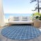 Homeroots 8' Denim Blue And Ivory Round Geometric Washable Indoor Outdoor Area Rug 596095 - alternate 7