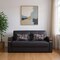 Homeroots 74" Black Faux Leather Convertible Futon Sleeper Sofa And Toss Pillows With Storage 607182 - alternate 1