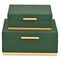 Homeroots Set of Two Green And Gold Striped Square Nesting Storage Boxes With Lids, 2PK 712927 - alternate 1