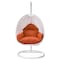 Leisuremod White Wicker Hanging Egg Swing Chair with Orange Cushions ESCW-40OR - alternate 10