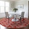 Homeroots 8' Red And Ivory Round Geometric Washable Indoor Outdoor Area Rug 583386 - alternate 8