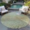 Homeroots 8' Artichoke Green Ivory And Brown Round Abstract Washable Indoor Outdoor Area Rug 603073 - alternate 9