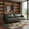 Homeroots 90" Black Leather Sofa With Brown Legs 640967 - alternate 5
