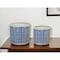 Homeroots Set of Two Blue And White Ceramic Medallion 3 Ounce Round Pot Planters, 2PK 517975 - alternate 7