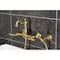 Kingston Brass Two-Handle Wall Mount Bridge Kitchen Faucet with Brass Sprayer, Brushed Brass KS2447ALBS - alternate 6