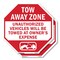 Signmission Tow Away Zone Unauthorized Vehicles, 10 inch X 10 inch, Aluminum Metal Signs, 2PK OC-A-2PACK-10-321 - alternate 1