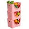Basicwise Stackable Storage Container, 11 in L x 10 in W x 9 in H, Pink, Plastic, 3 PK QI003215P.3 - alternate 1