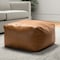 Homeroots 22" Tan Genuine Leather Pouf Ottoman 605989 - alternate 1