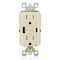 Leviton USBReceptacle, 15A, Almond, Thermoplastic GUAC1-T - alternate 1