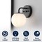 Jonathan Y Louis Parisian Globe 5.75" 1-Light Metal/Frosted Glass Modern Contemporary LED Vanity Light, Black JYL3534B - alternate 11