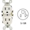 Leviton 15A White Shallow Grounded 5-15R Duplex Outlet S12-05320-0WS - alternate 1