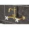 Kingston Brass Two-Handle Wall Mount Bridge Kitchen Faucet, Brushed Brass KS2447PX - alternate 5
