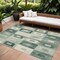Homeroots 8' X 10' Green And Ivory Geometric Washable Indoor Outdoor Area Rug 605034 - alternate 1