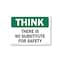Signmission OSHA Think, There Is No Substitute For Safety, Size: 12in X 18in Vinyl, 18" W, 12" L, Landscape OS-CL-D-1218-L-20012 - alternate 1
