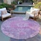 Homeroots 8' Purple Round Floral Medallion Washable Indoor Outdoor Area Rug 607850 - alternate 8