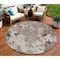 Homeroots 8' Taupe Ivory And Brown Round Damask Washable Indoor Outdoor Area Rug 596401 - alternate 1