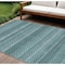 Homeroots 8' X 10' Teal Blue And Aqua Striped Washable Indoor Outdoor Area Rug 610615 - alternate 1