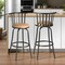 Homeroots Set of Two Brown and Black Faux Leather and Iron Low Back Adjustable Height Swivel Bar Chairs 610395 - alternate 1