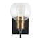 Jonathan Y Marais 5.88" 1-Light Iron/Glass Rustic Vintage LED Vanity Light, Black/Brass Gold JYL3526A - alternate 14