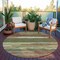 Homeroots 8' Olive Green Round Abstract Washable Indoor Outdoor Area Rug 608749 - alternate 9