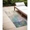 Homeroots 8' Runner Beige Blue and Gray Abstract Washable Non Skid Indoor Outdoor Runner Rug 559560 - alternate 1
