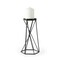 Homeroots 11" Black Distressed Geometric Metal Tabletop Pillar Candle Holder 608392 - alternate 1