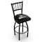 Holland Bar Stool Co 30" Blk Wrinkle Wright State Swivel Bar Stool, Jailhouse Back L01830WrtStU - alternate 1