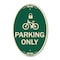 Signmission Parking Only With Cycle and Lock Symbol, 12 In X 18 In Architectural Oval, Heavy Gauge Aluminum A-OV-G-1218-23410 - alternate 1