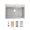 Wrightmaster 30 in. Drop-In Single Bowl 20 Gauge Silver Stainless Steel Kitchen Sink with Drain and Hook ZOR-SS-BR-08 - alternate 1
