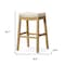 Homeroots 31" Bone and Natural Faux Leather and Solid Wood Backless Bar Height Bar Chair 632489 - alternate 7