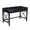 Homeroots 48" Black Poplar Solid Wood Writing Desk With Three Drawers 402067 - alternate 6