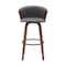 Homeroots 30" Gray And Wood Brown Faux Leather Swivel Bar Height Bar Chair 534421 - alternate 9