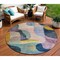 Homeroots 8' Green Purple And Pink Round Abstract Washable Indoor Outdoor Area Rug 604440 - alternate 1