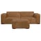 Homeroots 88" Brown Leather Wood Sofa With Ottoman 641068 - alternate 1