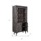 Homeroots 70" Gray Distressed Solid Wood Three Tier Bookcase with Two Doors 488873 - alternate 7