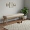 Homeroots 62in Beige Cream and Brown Striped Cotton Blend and Solid Wood Upholstered Bench 606748 - alternate 5