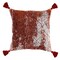 Homeroots 18" Red And Silver Abstract Geometric Viscose Throw Pillow Cover with Tassels 714218 - alternate 4