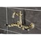 Kingston Brass Two-Handle Wall Mount Bridge Kitchen Faucet, Polished Brass KS2442PKL - alternate 6