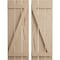 Ekena Millwork Rustic Three Board Spaced Board-n-Batten Hand Hewn Faux Wood Shutters w/Z-Board, 17 1/2W x 64H, PR SHUBSZ17X64HHPR - alternate 1