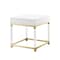 Homeroots 24" White and Gold Wood Acrylic and Stainless Steel Square End Table With Drawer 544062 - alternate 8