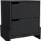 Homeroots 20" Black Wood Two Drawer Nightstand 543694 - alternate 9