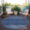 Homeroots 8' Navy Blue And Denim Blue Round Tribal Washable Indoor Outdoor Area Rug 582574 - alternate 7