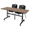 Regency Kobe Flip-Top Training Nesting Table W/ 2 M Stack Chairs, 60 in W, 24 in L, Noble Oak MKFT6024NO47BK - alternate 1