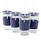 Mr. Coffee Sip Savvy 4 Piece 15 Ounce Silicone Sleeve Glass Cup Set w/ Lid and Straw in Navy 750123589M - alternate 1