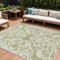 Homeroots 9' X 12' Sage And Ivory Damask Washable Indoor Outdoor Area Rug 614399 - alternate 1