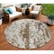 Homeroots 8' Brown And Ivory Round Abstract Washable Indoor Outdoor Area Rug 612607 - alternate 1