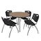 Regency Round Kee Breakroom Table W/ 4 M Stack Chairs, 36 in W, 36 in L, Noble Oak TB36RNDNOBPCM47BK - alternate 1